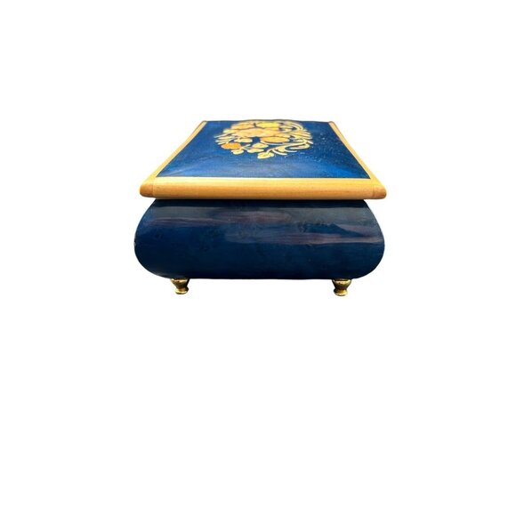 The San Francisco Music Box Company Made Italy Jewelry Box Cobalt Blue Floral - Picture 6 of 11